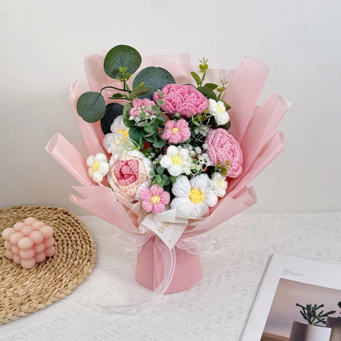 Crochet Rose Bouquet, Handmade Forever Flowers, Gift for Her
